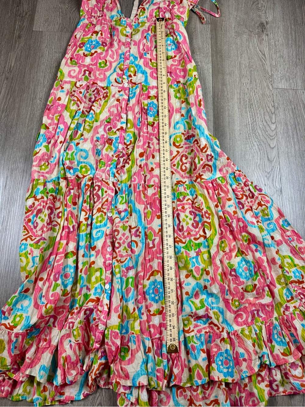 House of Harlow Boho Maxi Resort Dress Open Back Button Floral 100% Cotton MED - Picture 12 of 12